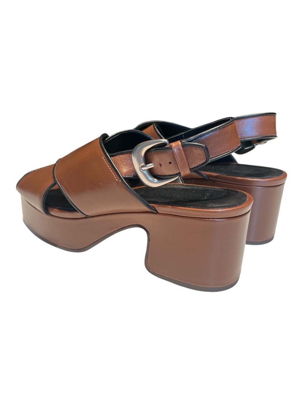 Vince Women's Marlene Platform Slingback Sandals in Elmwood brown leather 7.5 M